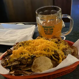 Pulled pork Chips with cheddar cheese!