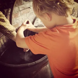 Cooling of iron hook in the blacksmith shop