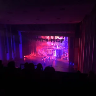 View of theatre, including lights blocking screen. Werq the World, tour