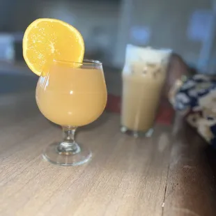 a glass of orange juice
