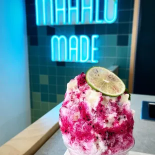 The Luna. Feature flavor for August. Dragonfruit, peach, lime, condensed milk &amp; vanilla ice cream.