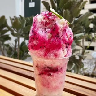 The Luna. Feature flavor for August. Dragonfruit, peach, lime, condensed milk &amp; vanilla ice cream.