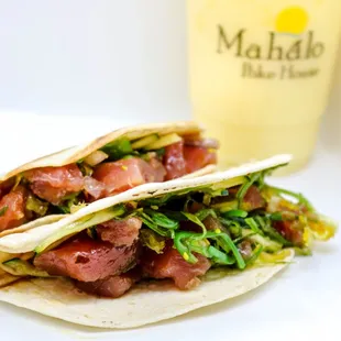 Ahi Tuna Tacos - Served with an A La Carte item of your choice.