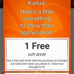 Remember to get your free drink when you check in on your Yelp app!