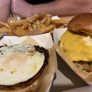 Loco moco burger and mahaloha burger.