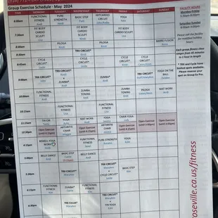 Schedule for may 2024