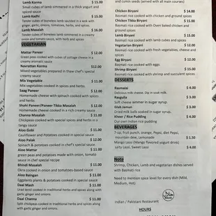 Menu as of November 25, 2023.