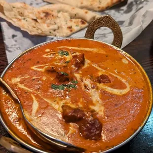 Lamb Tikka Masala with garlic naan