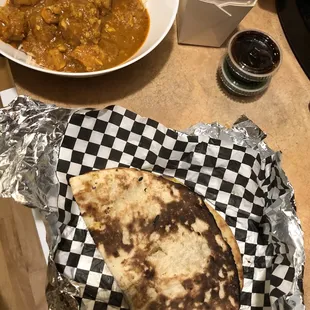 Cauliflower naan, burnt