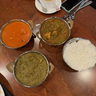 Butter Chicken Meal, Saag Paneer Meal, Aloo Matar