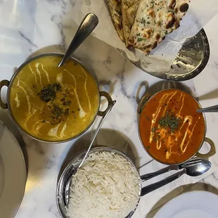 a variety of dishes on a table