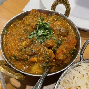a bowl of curry and rice