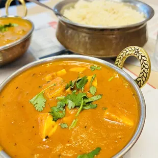 Paneer Tikka Masala and Lamb Curry