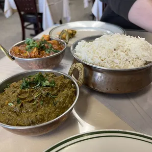 Chicken Vindaloo and Channa Saag
