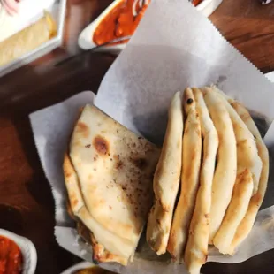 a basket of flatbreads