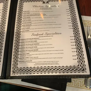 Chicken and seafood specialties