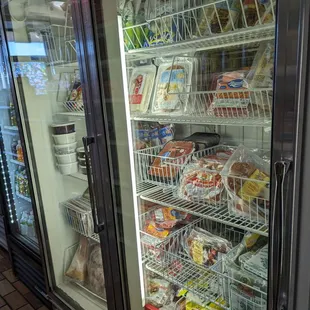 a refrigerator filled with food