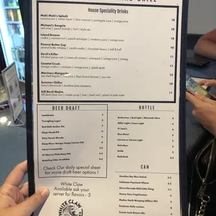 Cocktail menu
