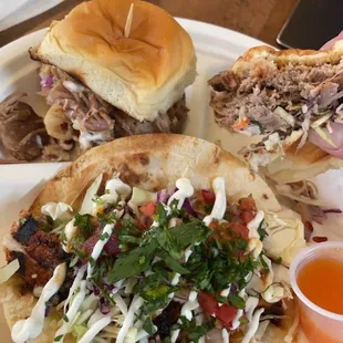 Pork sliders &amp;  Grilled Mahi-mahi Taco