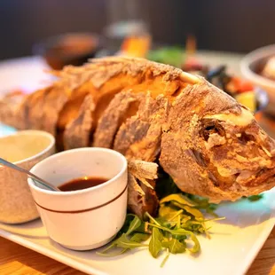 Whole Fried Thai Snapper (2lbs) with sauces $80