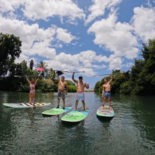 Paddle boarding down the river