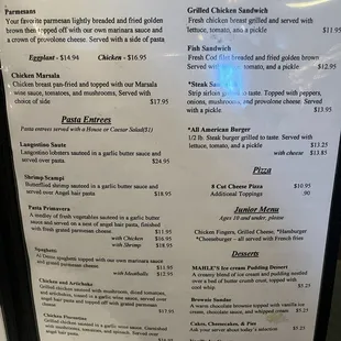 menu