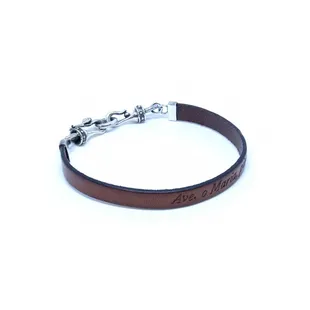 Hand stamped Italian calfskin with the&quot;AVE MARIA&quot; and solid silver , signature Mahlia clasp