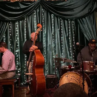 a jazz band playing on stage