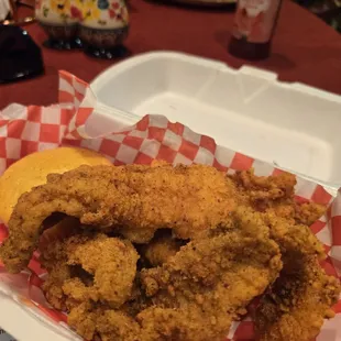 Catfish and corn bread muffin