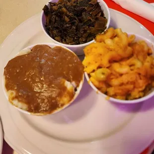 Collard Greens Mac &amp; Cheese Mashed Potatoes &amp; Gravy