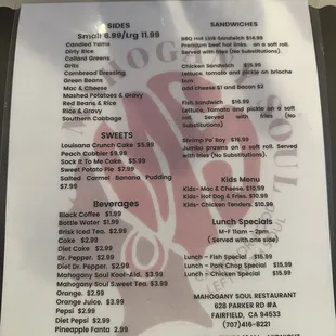 menu