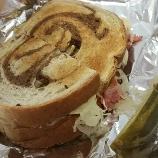 a sandwich with a pickle