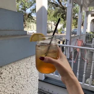 Enjoying a Julep Iced Tea on the front porch