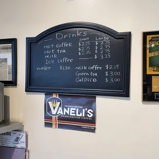 Drink menu at Mahoroba Japanese Bakery in Sacramento.