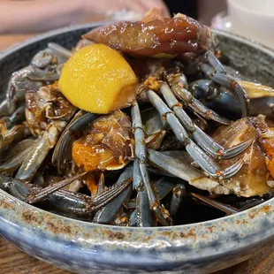 Marinated raw blue crab (seasonal)