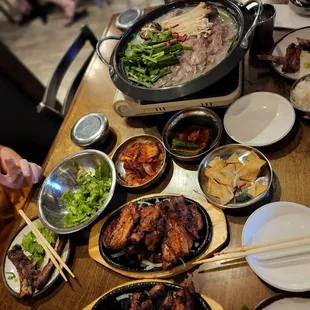 a table full of asian food