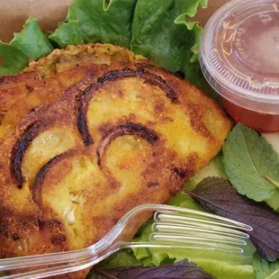 2 Vietnamese crepes $6. Hot and crispy. Soooo good!