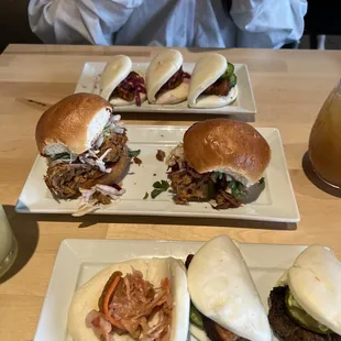 Fried Pork Belly Bun. Thai Burger Bun. Japanese Fried Chicken Bun. Saigon sliders.