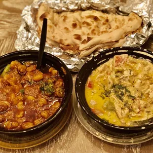 Keemadi jheenga Karahi with Chicken Reshmi Handi and Plain Naan