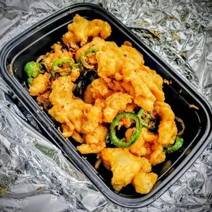 Salt &amp; Pepper Chicken for $13. Very generous portion.