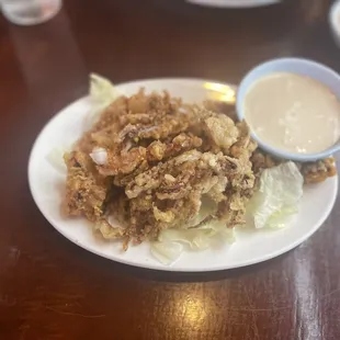 a plate of fried food