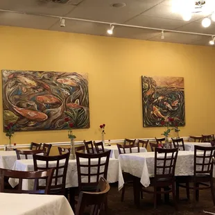 tables and chairs in a restaurant