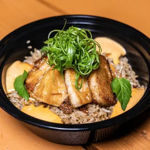 Pork belly fried rice with kimchi aioli