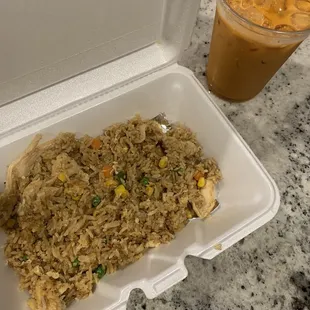 Kids Chicken fried rice &amp; thai tea