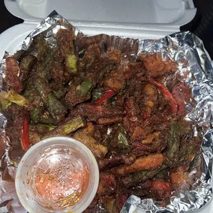 Burned vegetables Ann's calamari