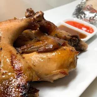 rilled chicken on a white plate