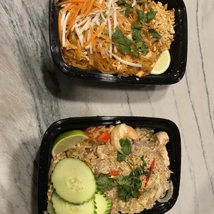 Pad thai and basil fried rice