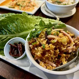 Crispy Crunchy Lettuce Wrap  It&apos;s also known as Nam Khao in other restaurants.