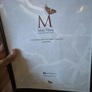 The cover of the menu