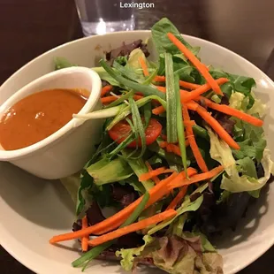 Salad with peanut dressing.